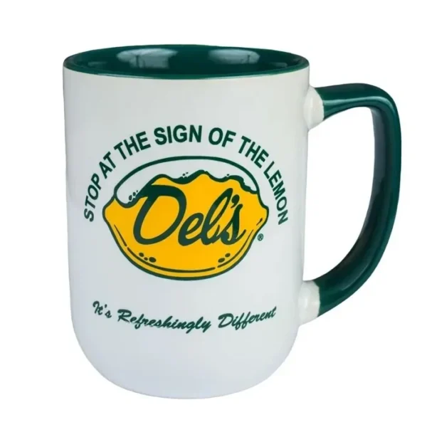 Dels stop at the sign mug green front