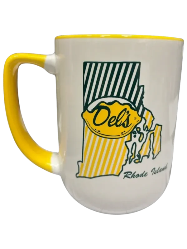 Dels stop at the sign mug yellow back
