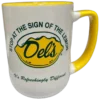 Dels stop at the sign mug yellow front